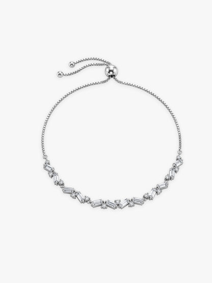 Silver Criss Cross Baguette Bracelet
