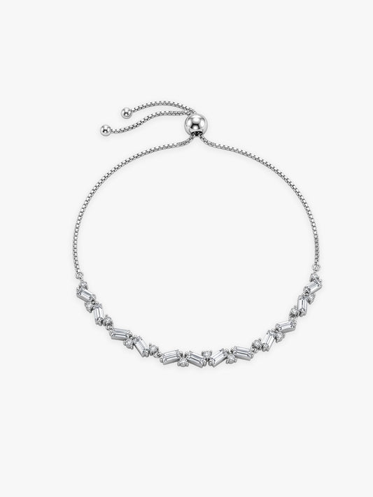 Silver Criss Cross Baguette Bracelet