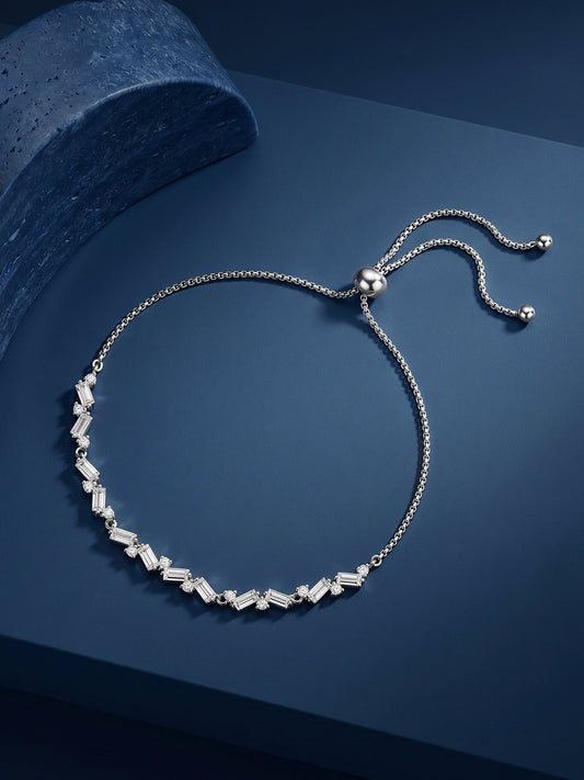 Silver Criss Cross Baguette Bracelet