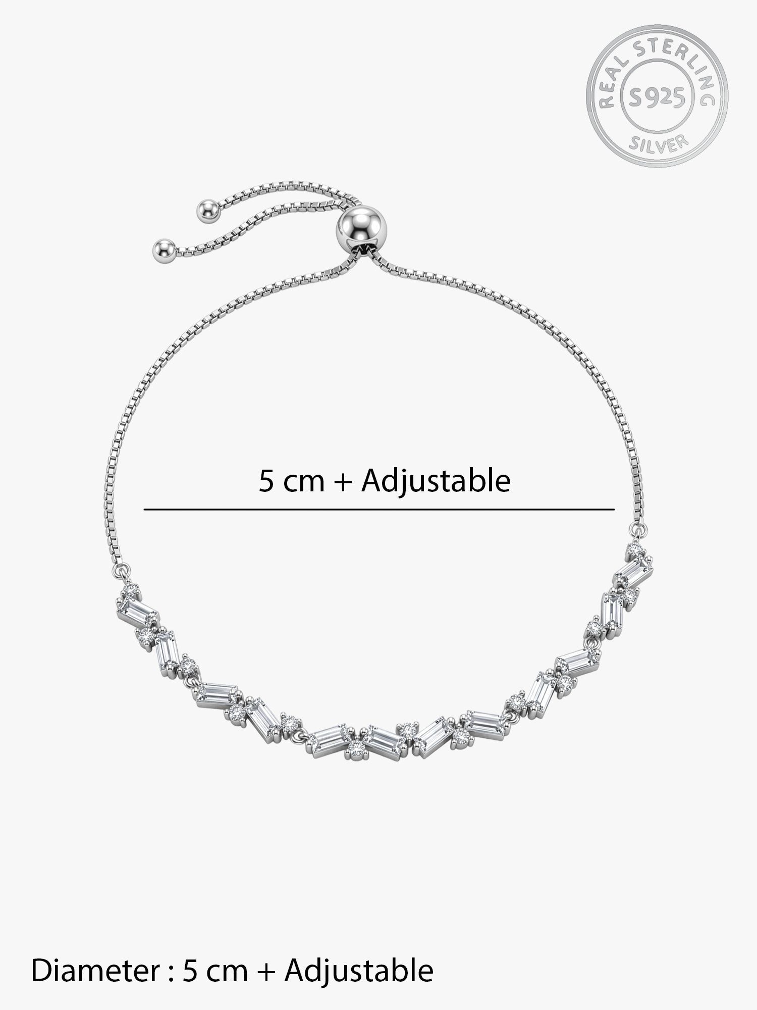 Silver Criss Cross Baguette Bracelet