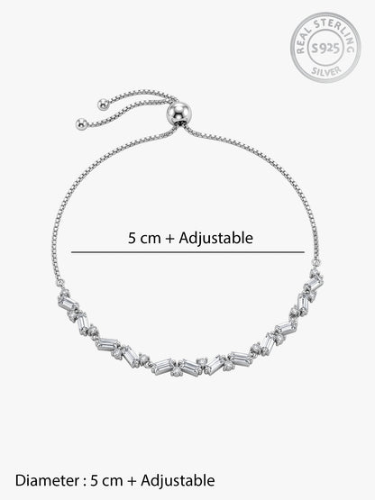 Silver Criss Cross Baguette Bracelet