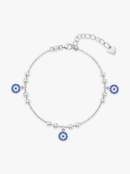 Silver Evil Eye Charm Bracelet