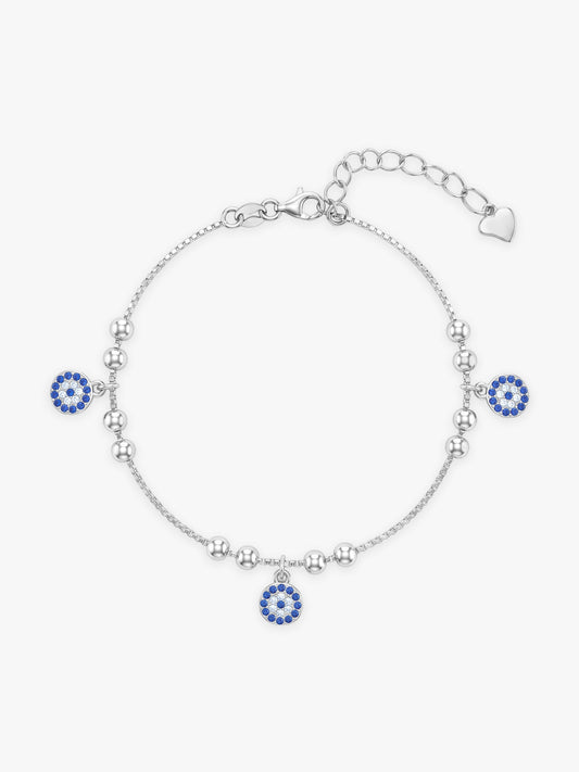 Silver Evil Eye Charm Bracelet
