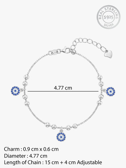 Silver Evil Eye Charm Bracelet