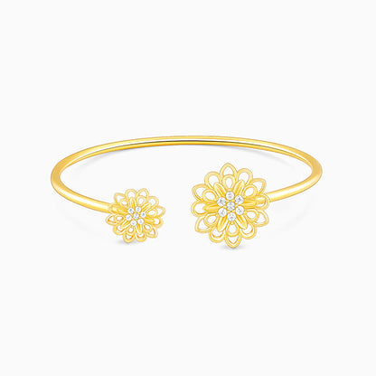 Golden Blooming Flower Cuff Bracelet