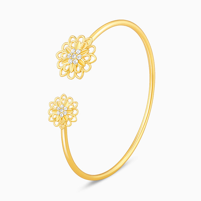 Golden Blooming Flower Cuff Bracelet
