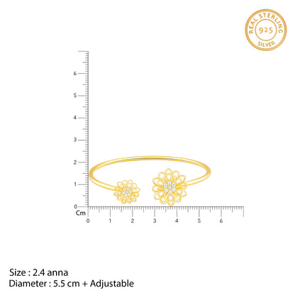 Golden Blooming Flower Cuff Bracelet