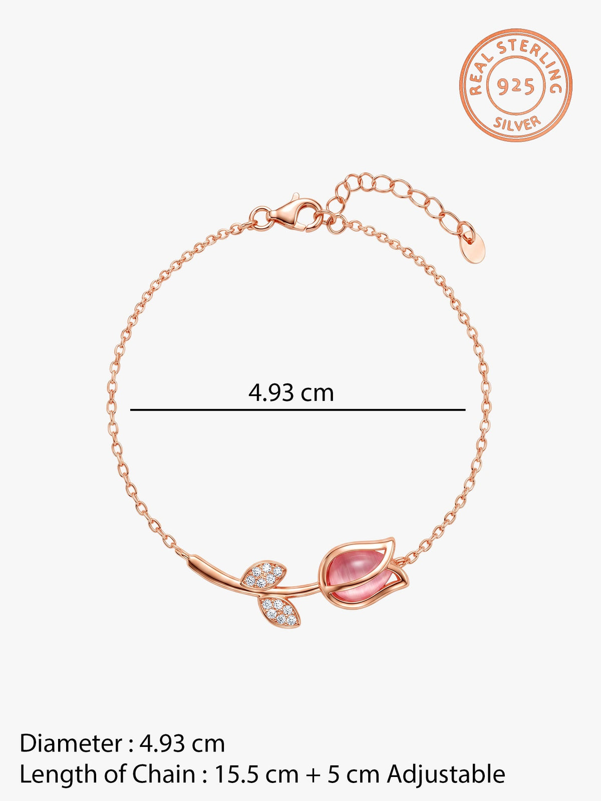 Rose Gold Pink Quartz Flower Bracelet