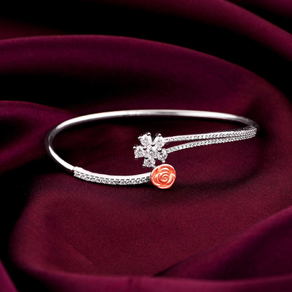 Silver Studded Rose Bracelet