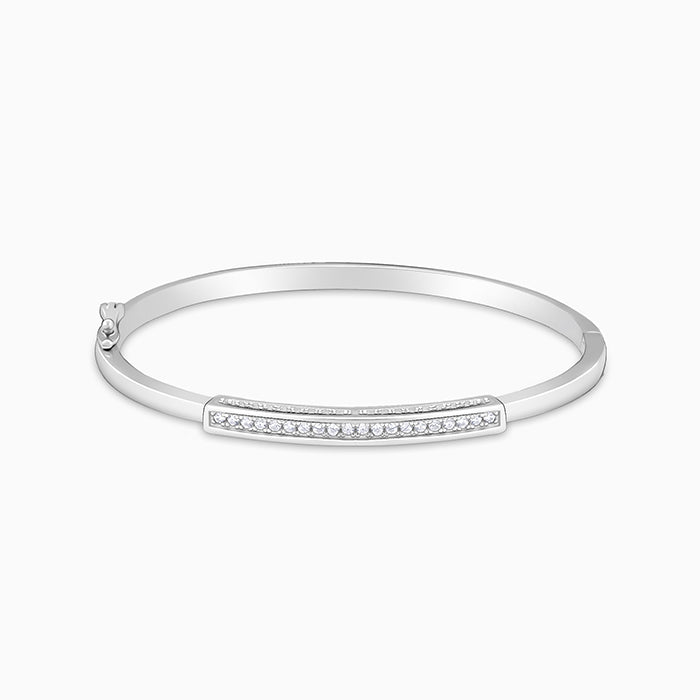 Silver Zircon Baguette Cuff Bracelet - Image 1