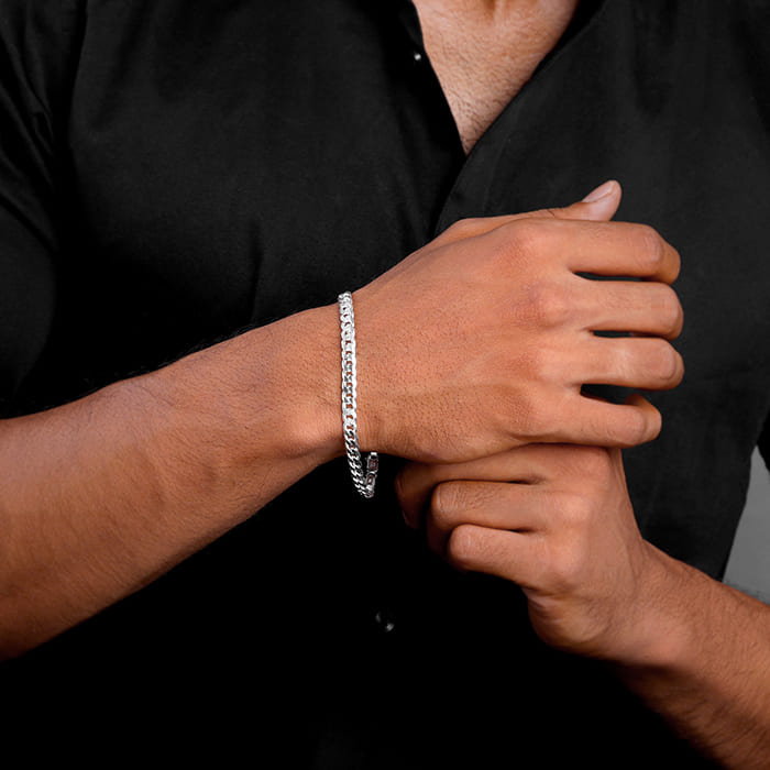 Silver Warrior Mode Bracelet For Him - Main Image