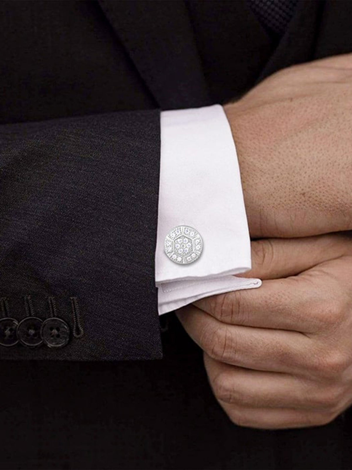 Silver Hexa Lux Cufflinks For Him