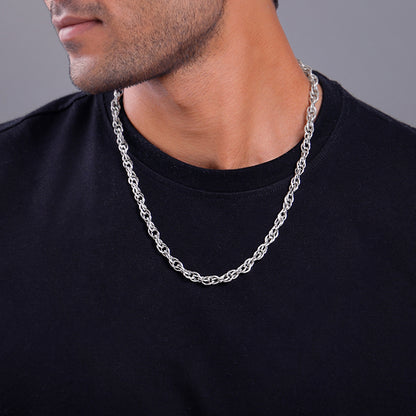 Silver Twisted Rope Chain For Him