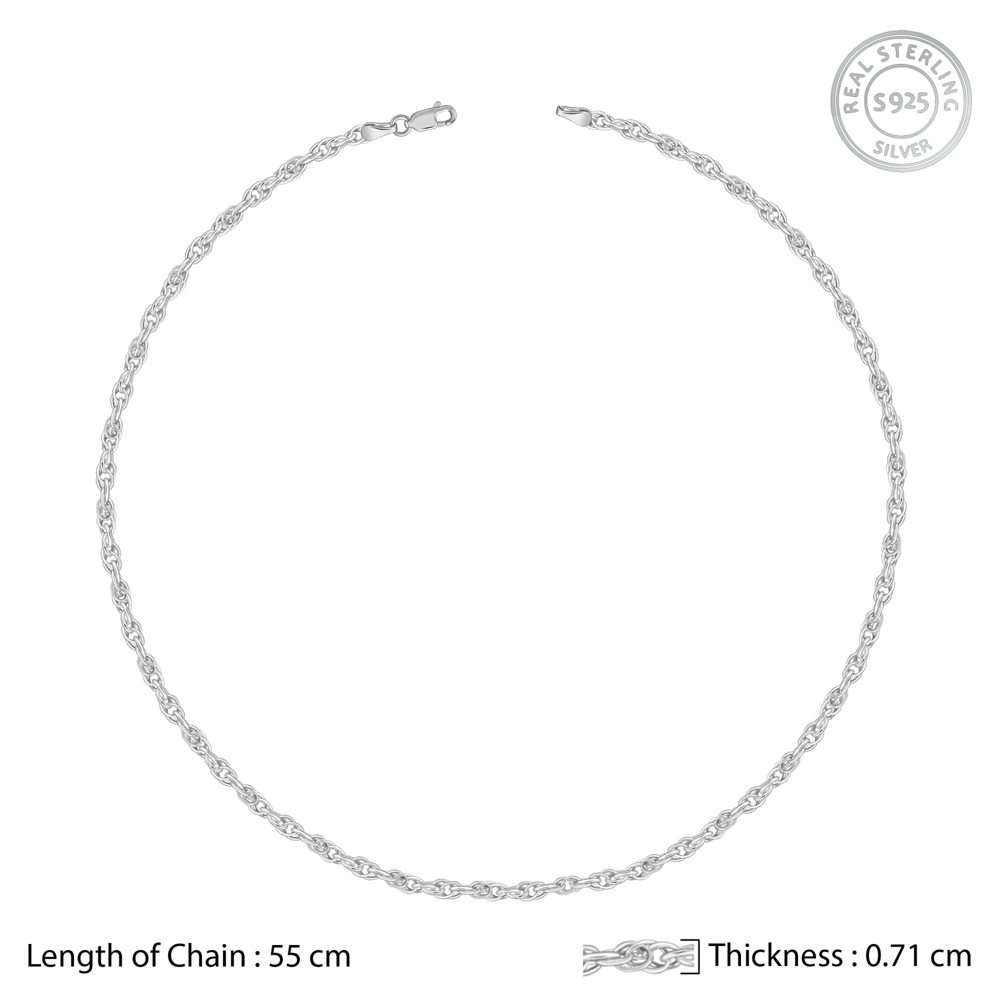 Silver Twisted Rope Chain For Him