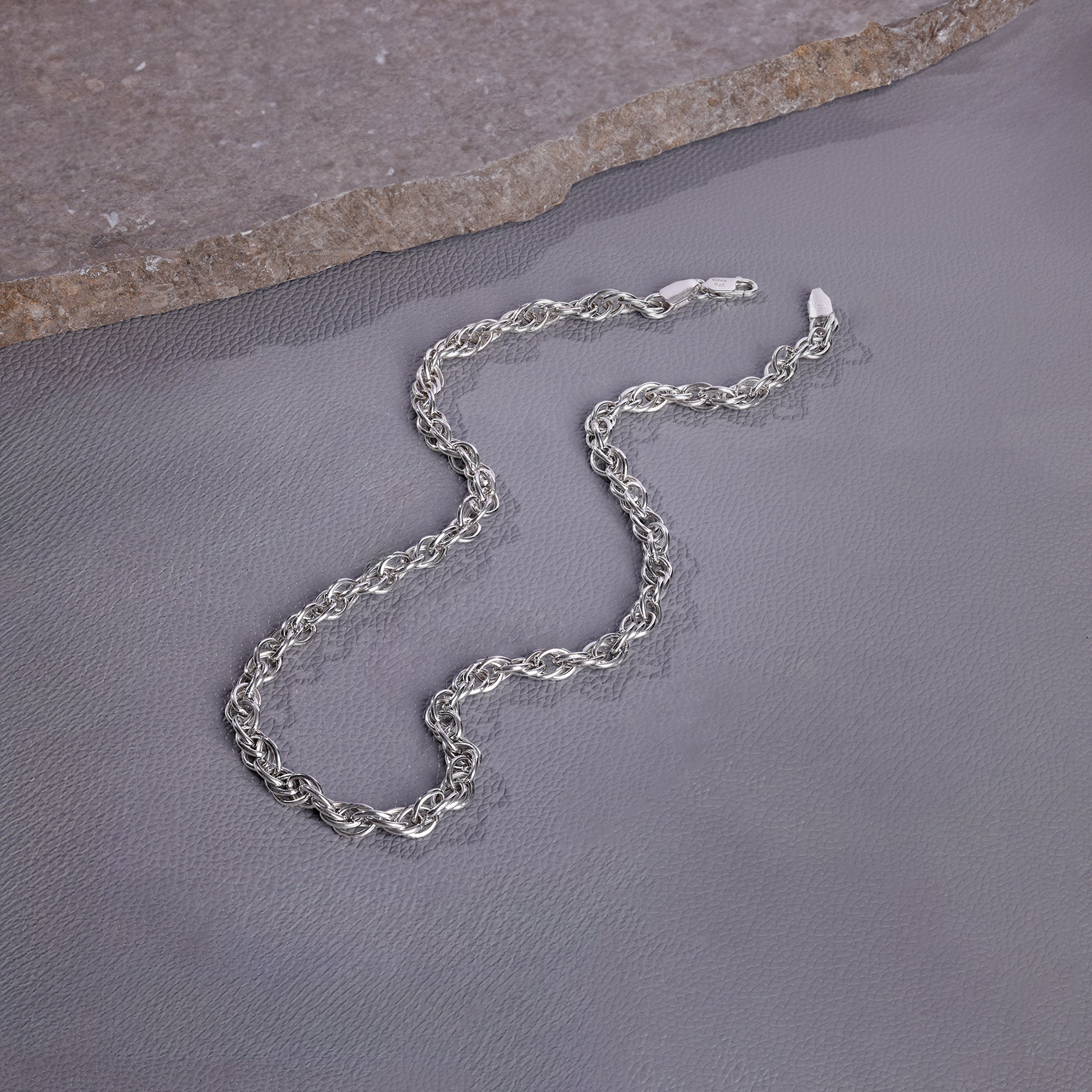 Silver Twisted Rope Chain For Him