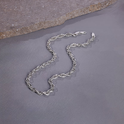 Silver Twisted Rope Chain For Him
