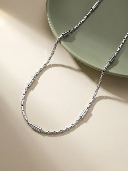 Silver Anchor with Bar Design Chain