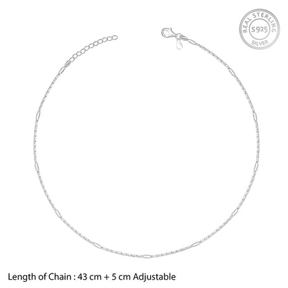 Silver Anchor with Bar Design Chain