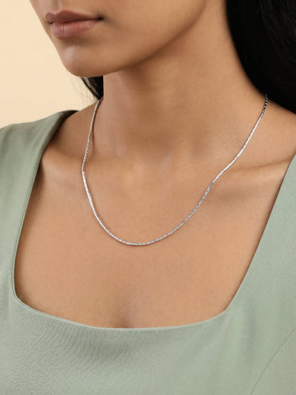 Silver Anchor with Bar Design Chain