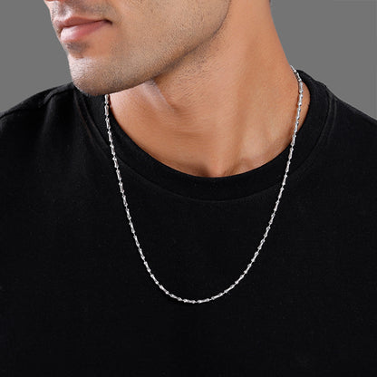 Silver Cylindrical Chain For Him