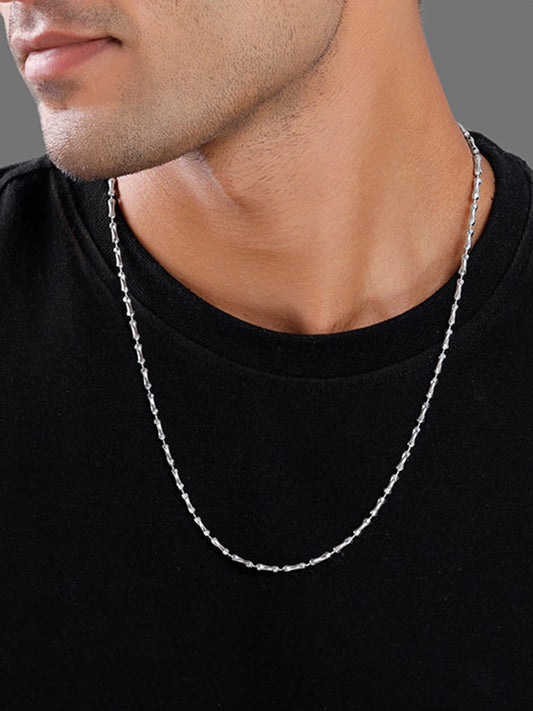 Silver Cylindrical Chain For Him