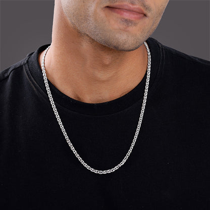 Silver Classic Curb Chain For Him