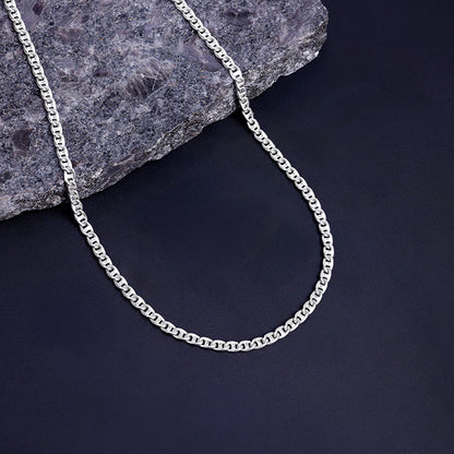 Silver Classic Curb Chain For Him