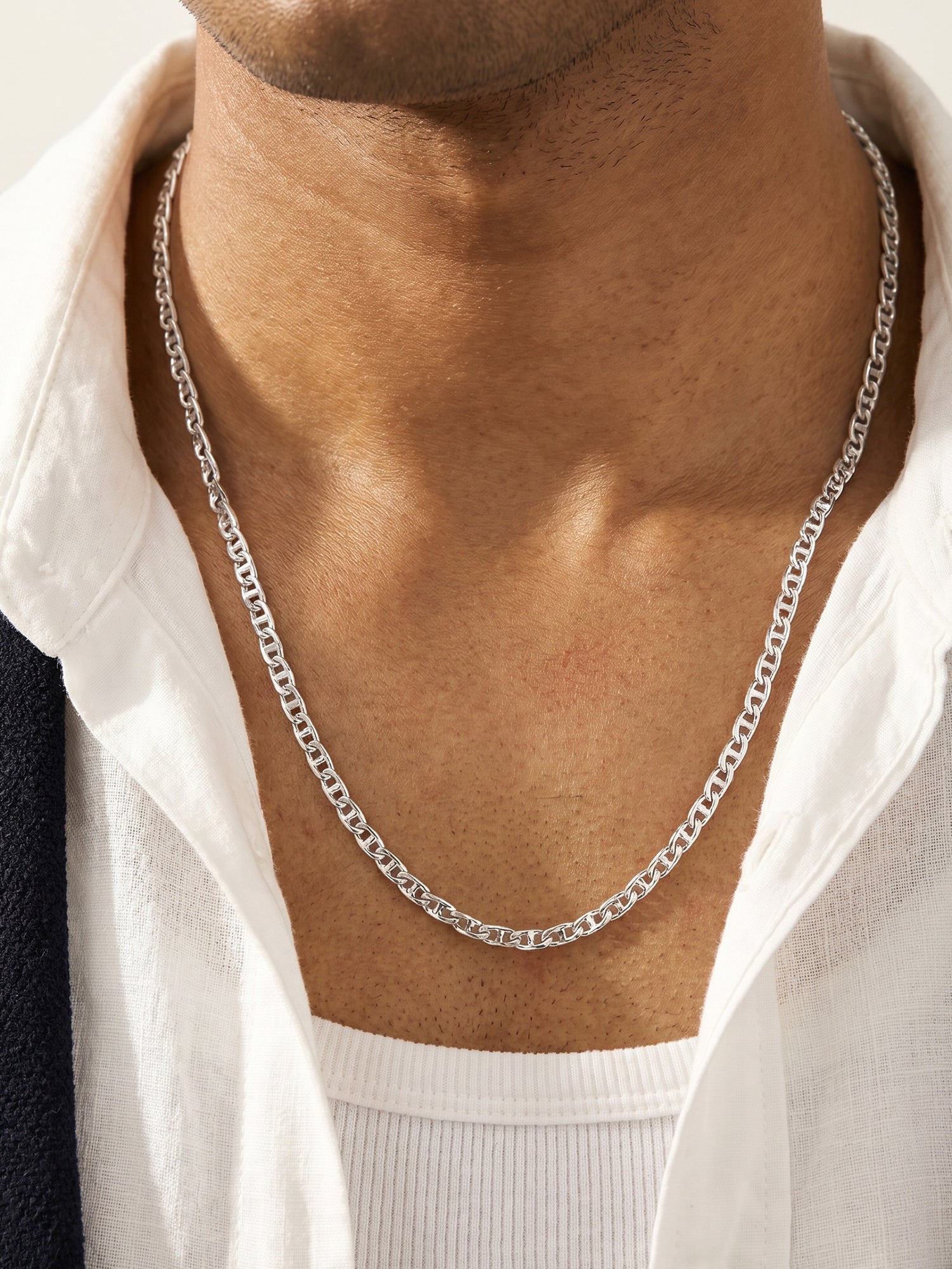 Silver Classic Curb Chain For Him
