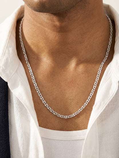 Silver Classic Curb Chain For Him