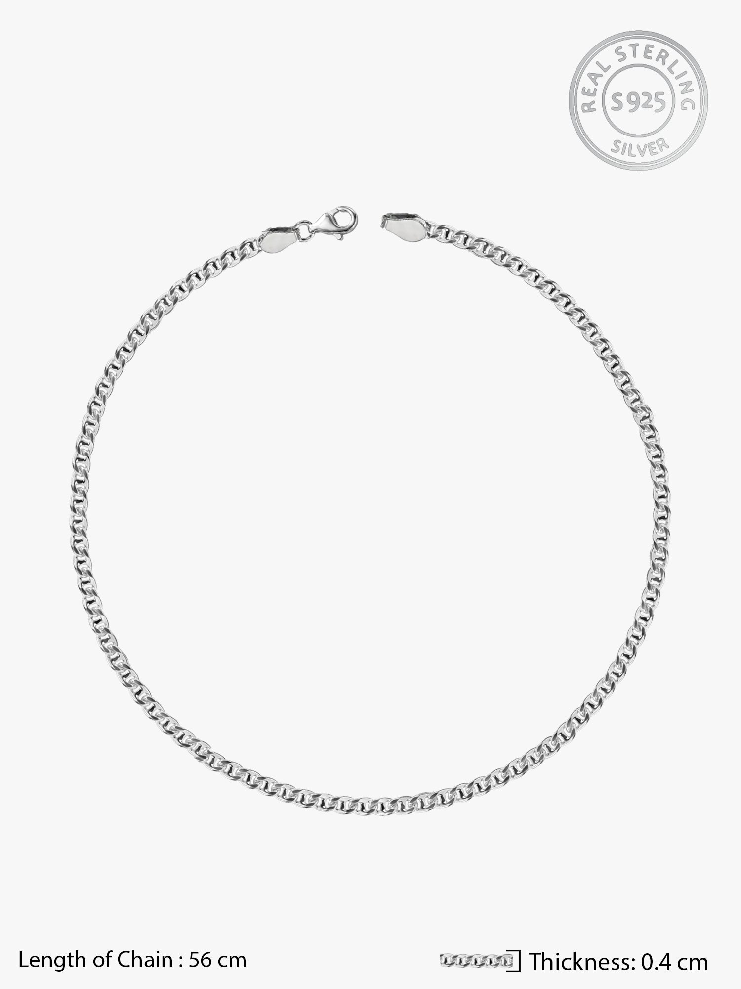 Silver Classic Curb Chain For Him