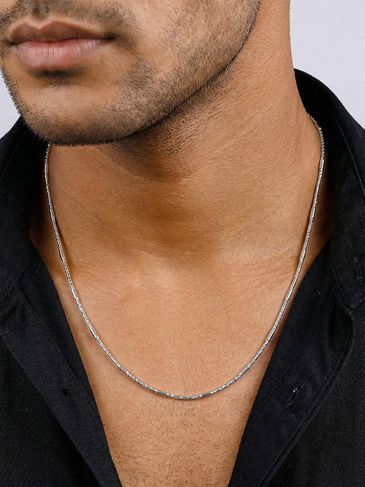 Silver Bar Anchor Chain For Him