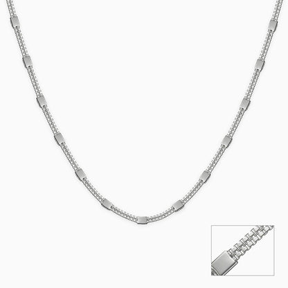 Silver Checkerboard Flat Bar Chain