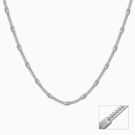 Silver Checkerboard Flat Bar Chain