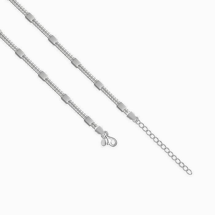 Silver Checkerboard Flat Bar Chain