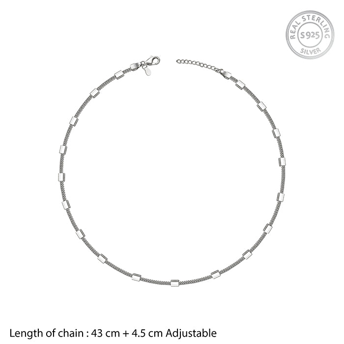 Silver Checkerboard Flat Bar Chain