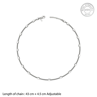 Silver Checkerboard Flat Bar Chain