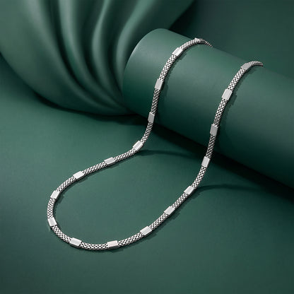 Silver Checkerboard Flat Bar Chain