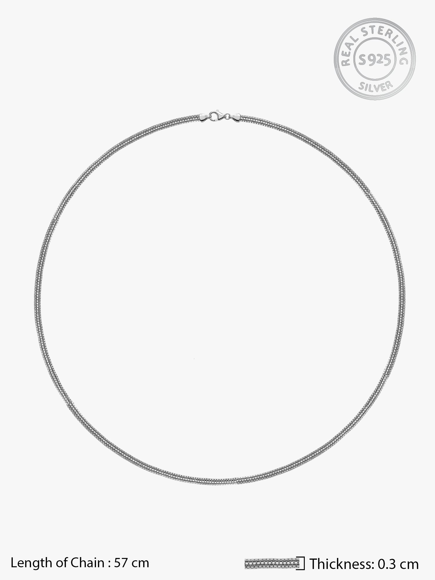 Silver Triple Box Chain for Him