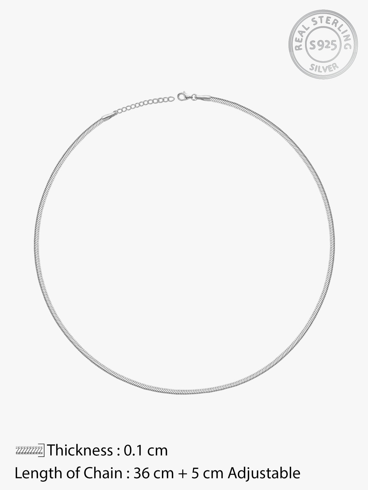 Silver Minimal Snake Kids Chain