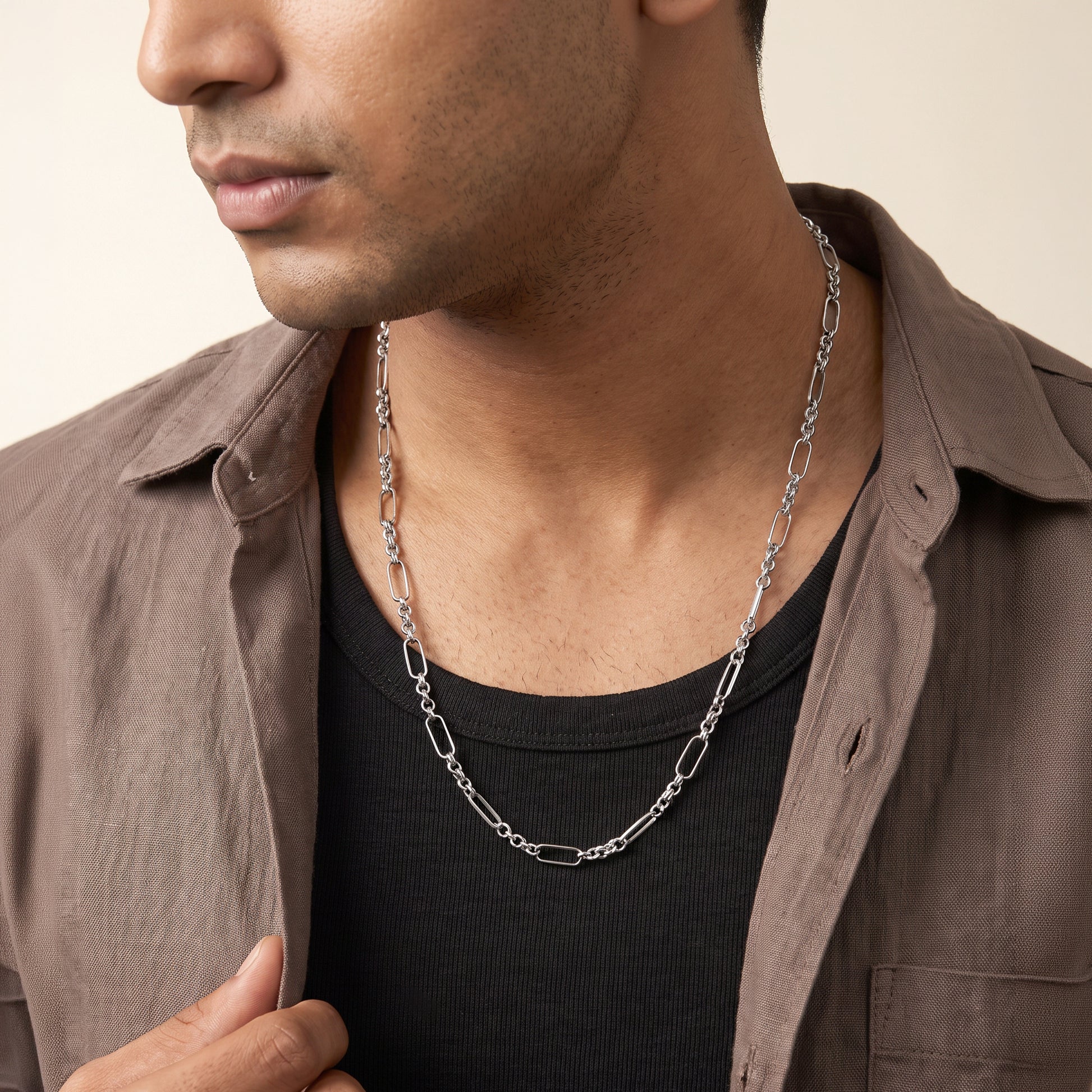 Silver Elio Paperclip Chain For Him