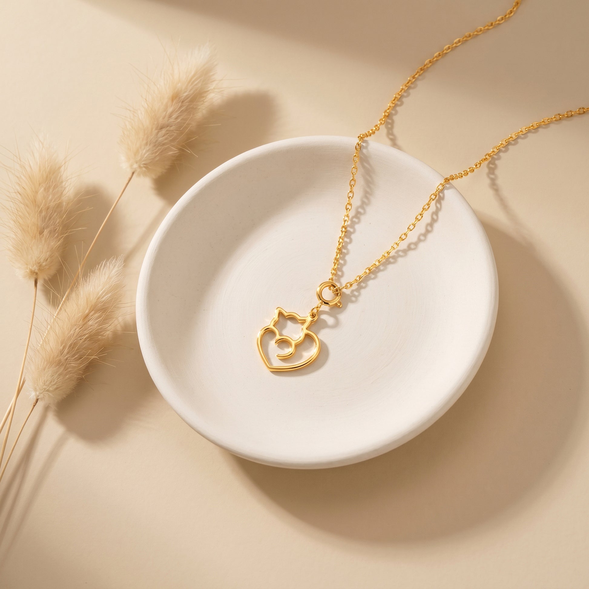 Golden Purr Promise Pendant With Link Chain