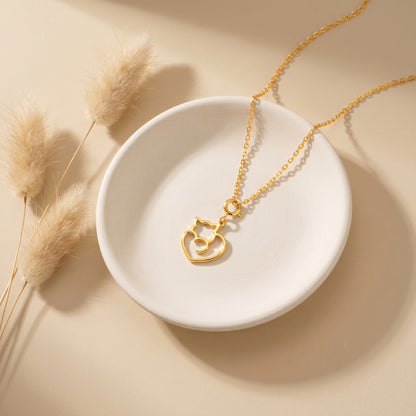 Golden Purr Promise Pendant With Link Chain