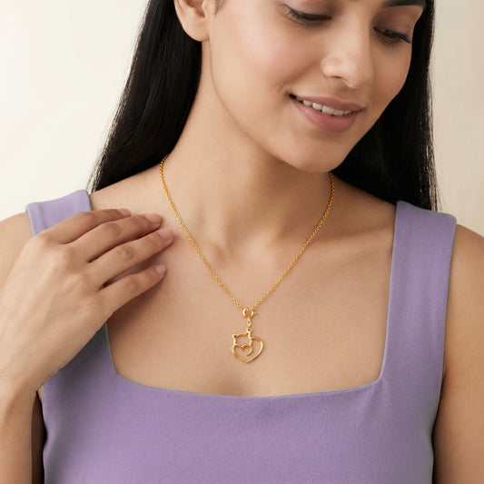 Golden Purr Promise Pendant With Link Chain