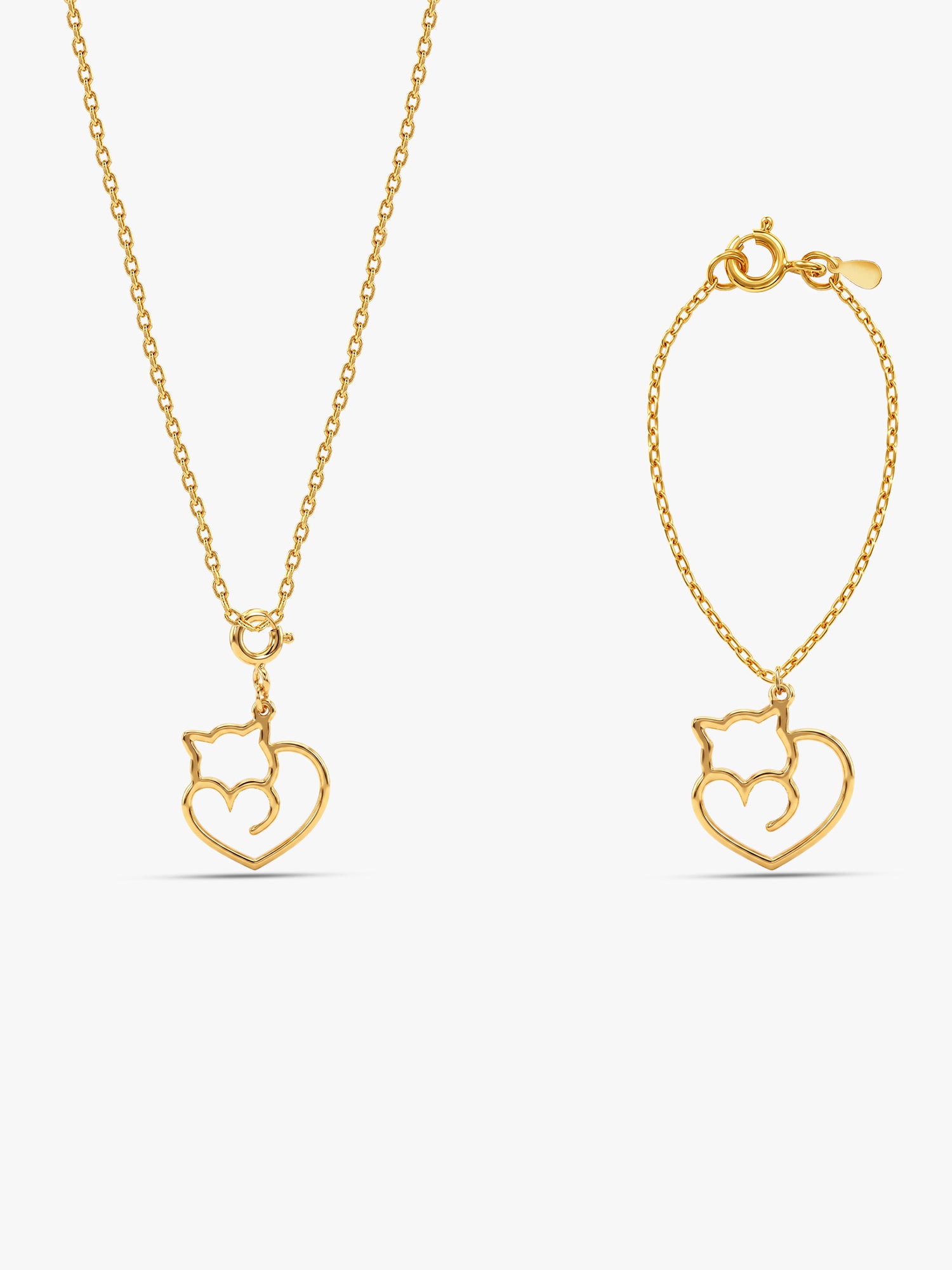 Golden Purr Promise Pendant With Link Chain