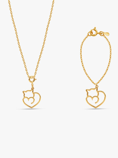 Golden Purr Promise Pendant With Link Chain