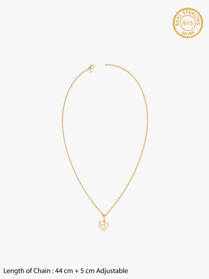 Golden Purr Promise Pendant With Link Chain