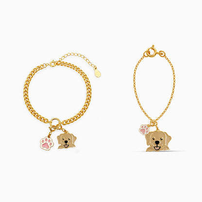 Golden Paw Vibes Charm & Bracelet Set