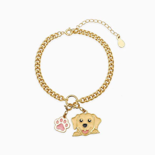 Golden Cute Furrball Charm Bracelet