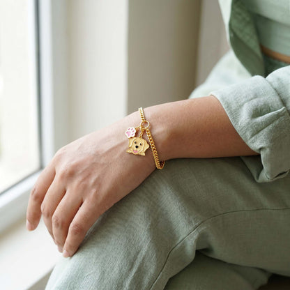 Golden Cute Furrball Charm Bracelet