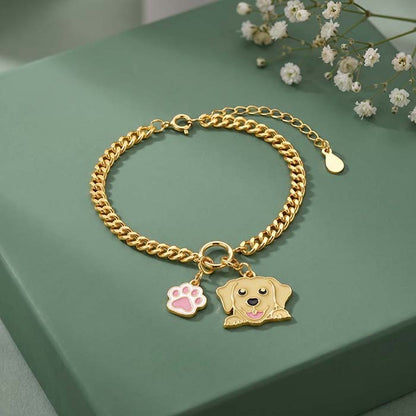 Golden Cute Furrball Charm Bracelet